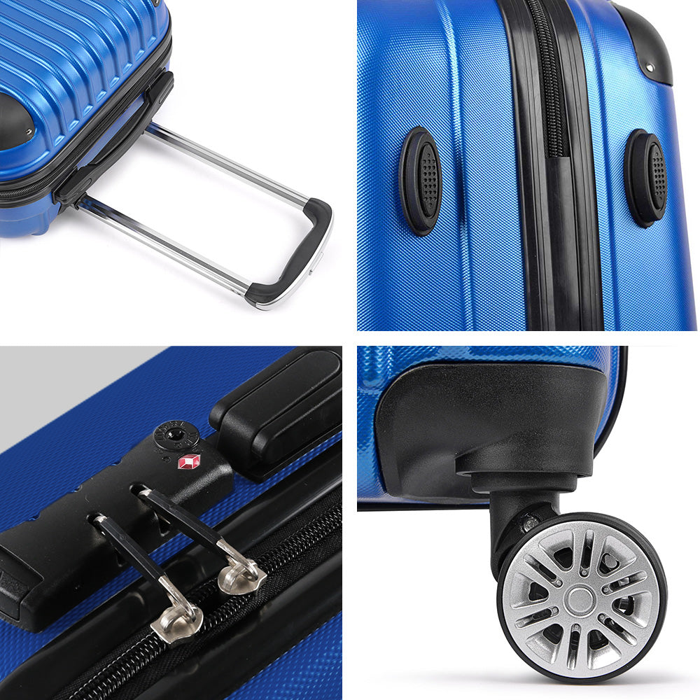 Wanderlite 28" 75cm Luggage Trolley Travel Suitcase Set Carry On Hard Case TSA Lock Lightweight Blue - YDS.com.au