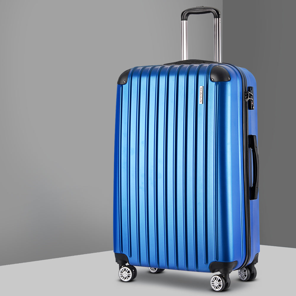Wanderlite 28" 75cm Luggage Trolley Travel Suitcase Set Carry On Hard Case TSA Lock Lightweight Blue - YDS.com.au