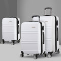 Wanderlite 3pc Luggage Trolley Set Suitcase Travel TSA Carry On Hard Case Lightweight White - YDS.com.au