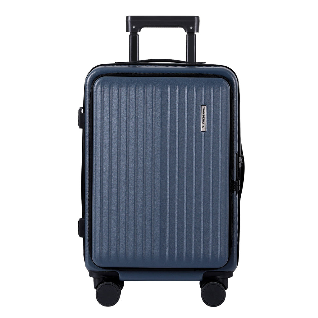 Wanderlite 20" Luggage Suitcase Front Pocket Travel Carry On Dual TSA Navy