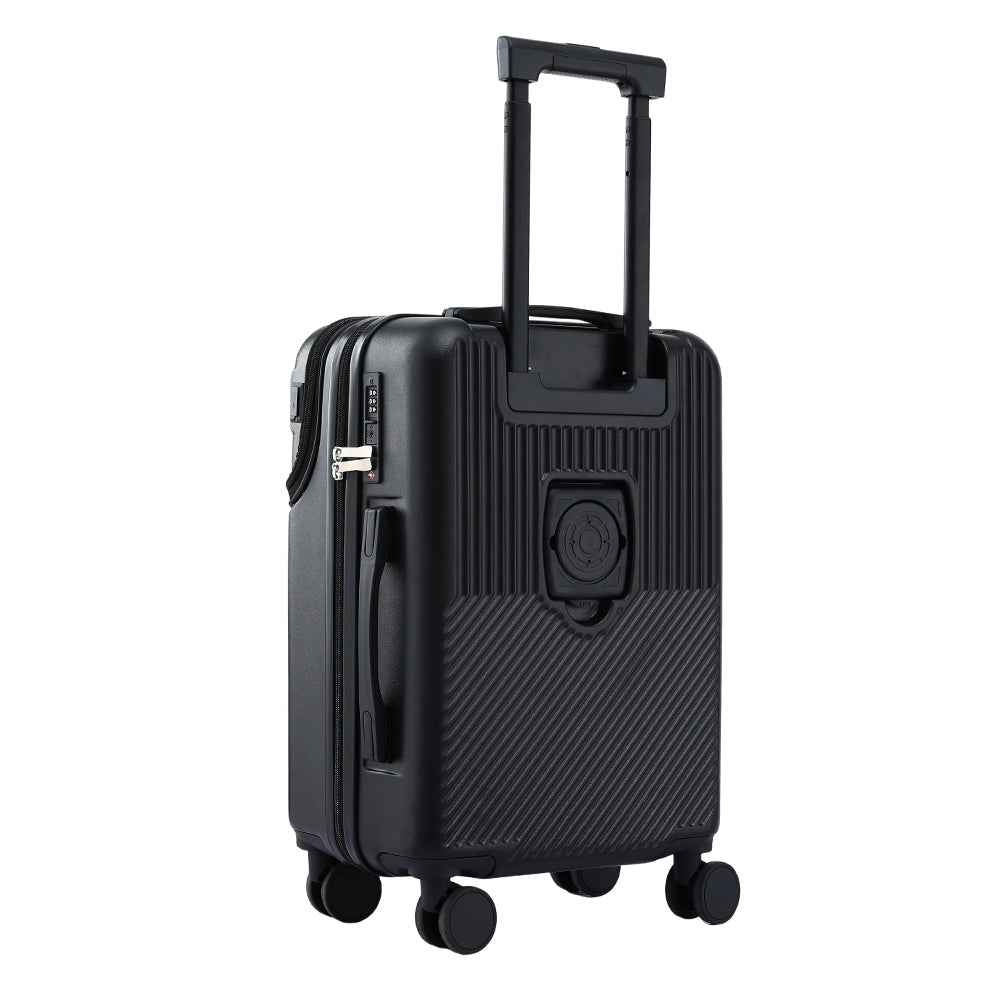 Wanderlite 20" Luggage Suitcase Front Pocket Travel Carry On TSA Black