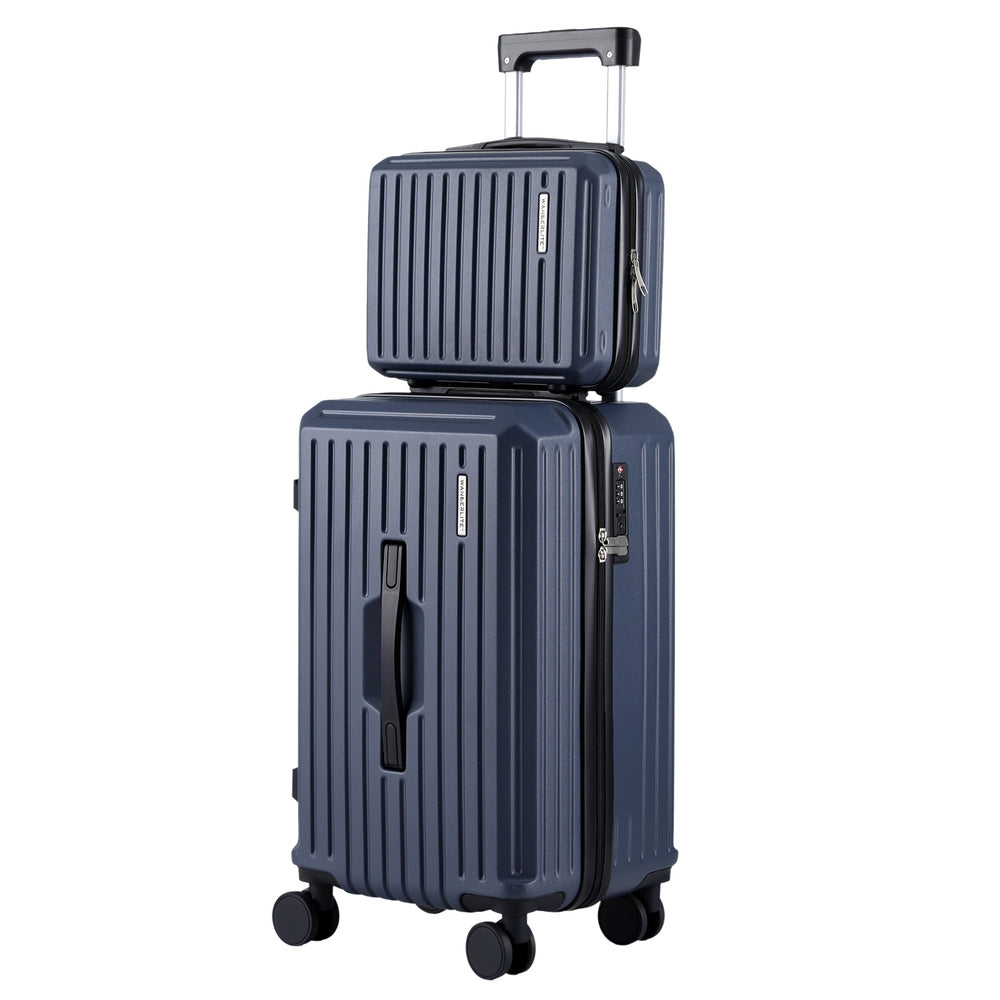 Wanderlite 2pcs Trunk Luggage Suitcase Travel Carry On TSA Lock 12" 20" Navy - YDS.com.au