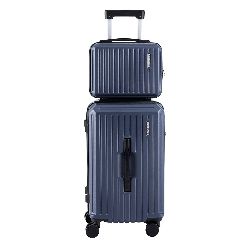 Wanderlite 2pcs Trunk Luggage Suitcase Travel Carry On TSA Lock 12" 20" Navy - YDS.com.au