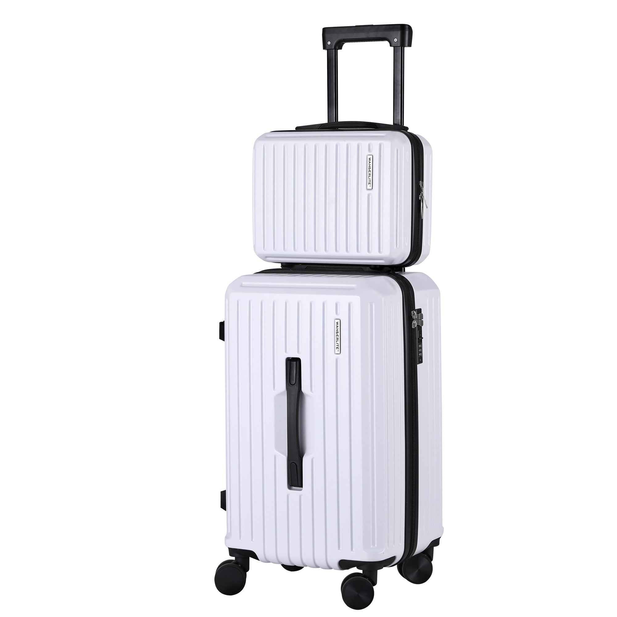 Wanderlite 2pcs Trunk Luggage Suitcase Travel Carry On TSA Lock 12" 20" White