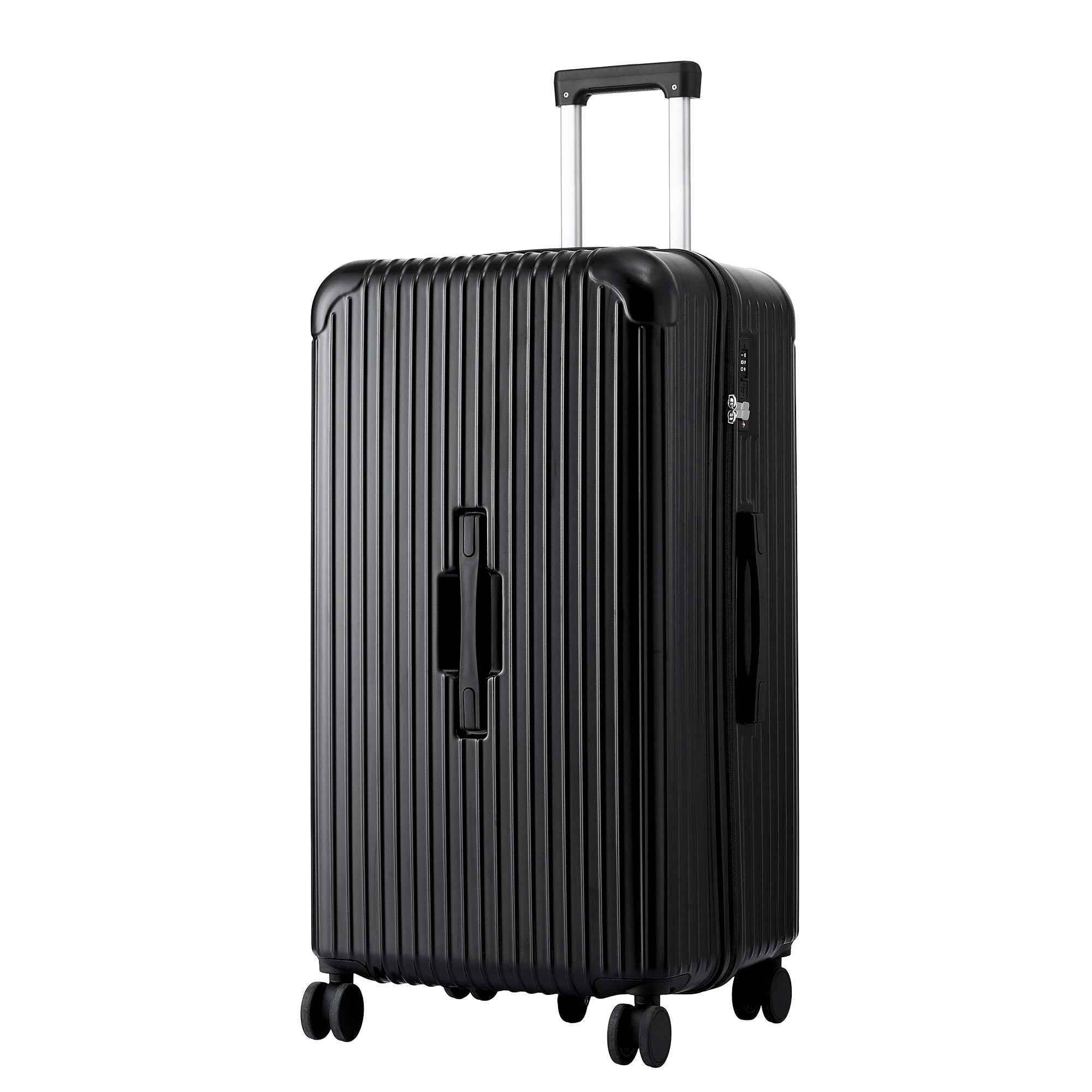Wanderlite 28" Trunk Luggage Suitcase Travel 5 Wheels Type-C Port TSA Black