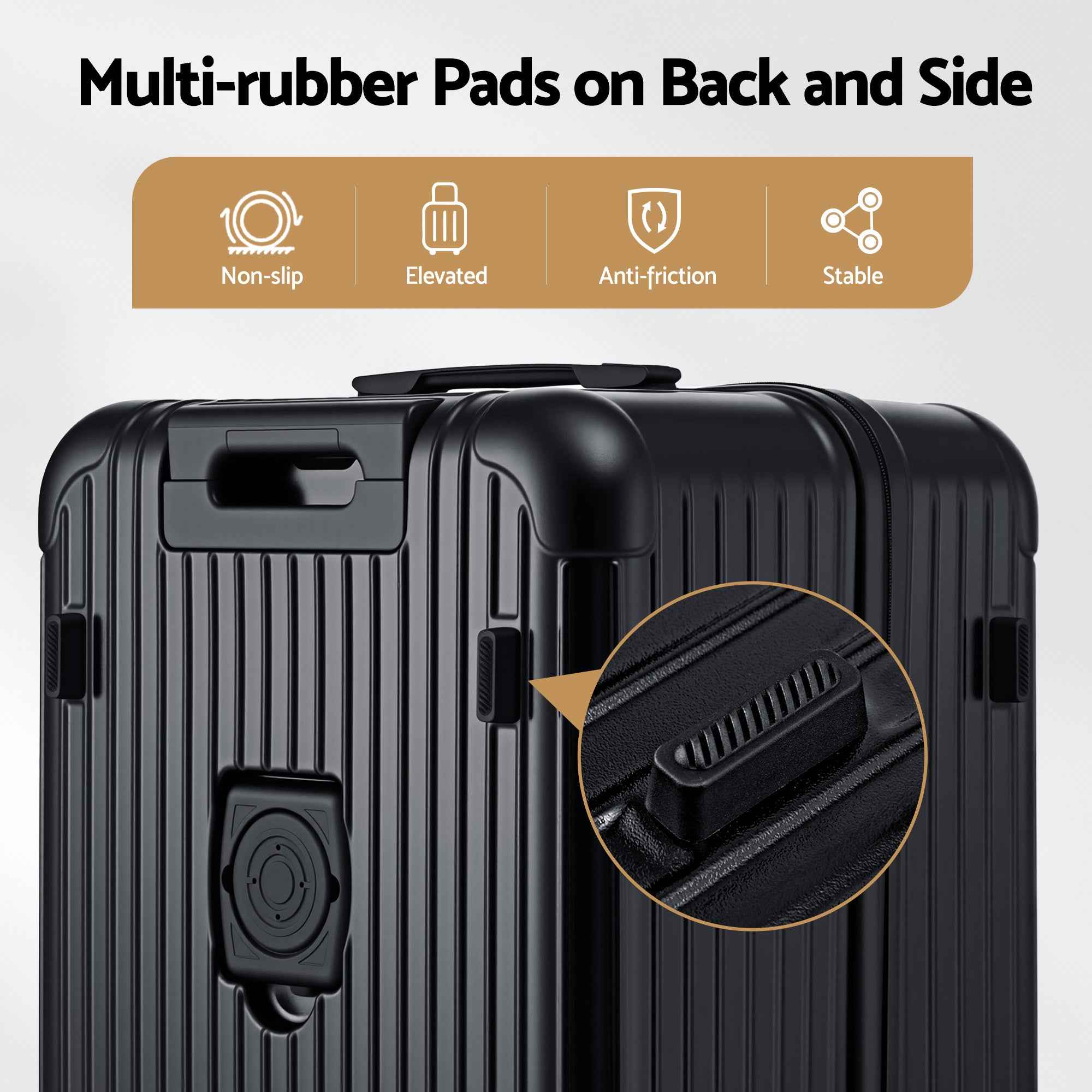 Wanderlite 28" Trunk Luggage Suitcase Travel 5 Wheels Type-C Port TSA Black