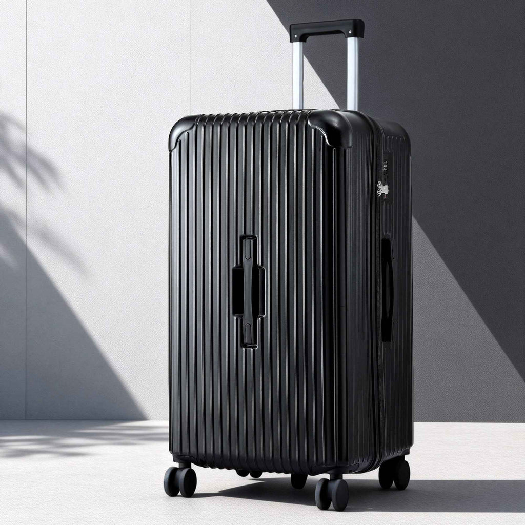 Wanderlite 28" Trunk Luggage Suitcase Travel 5 Wheels Type-C Port TSA Black