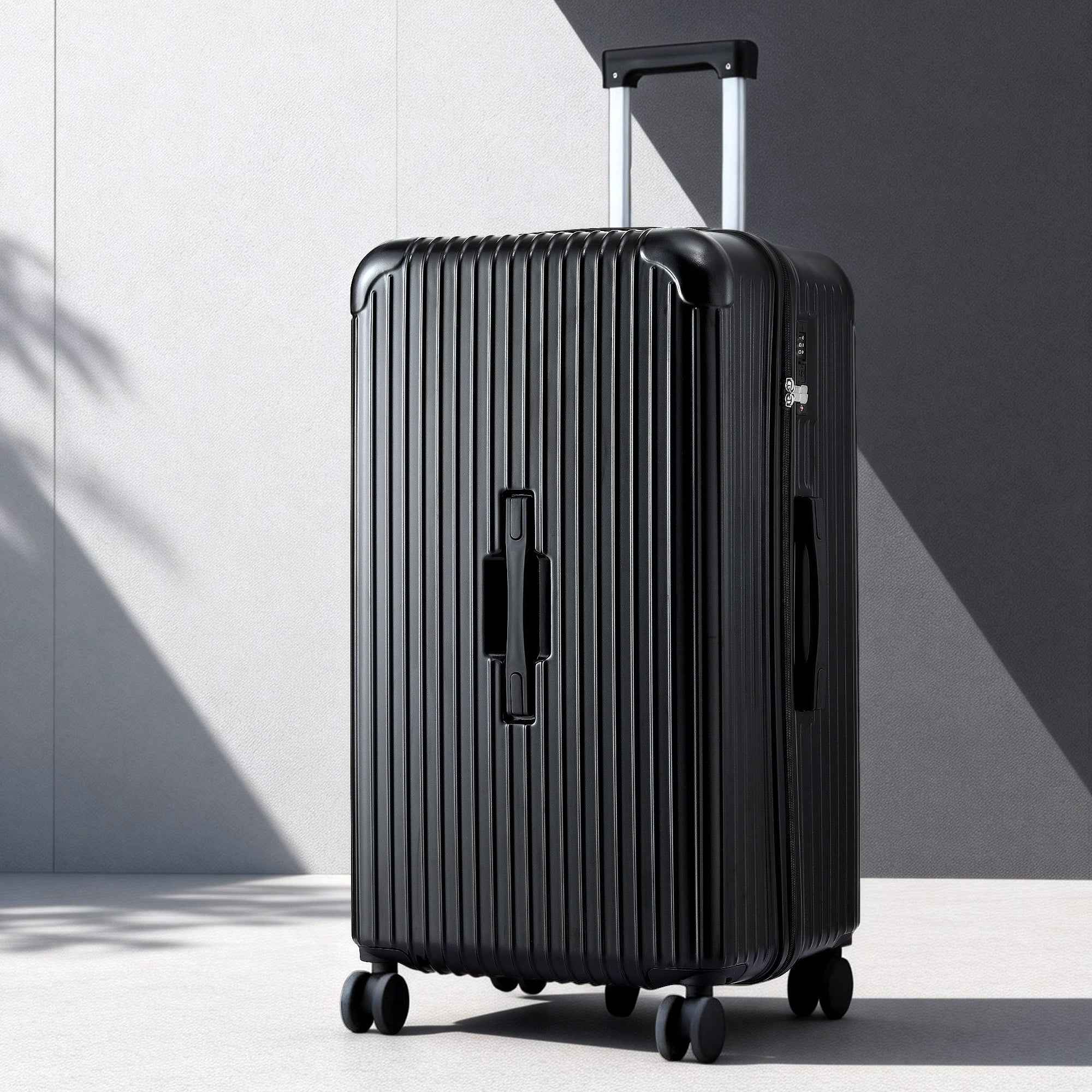 Wanderlite 28" Trunk Luggage Suitcase Travel 5 Wheels Type-C Port TSA Black