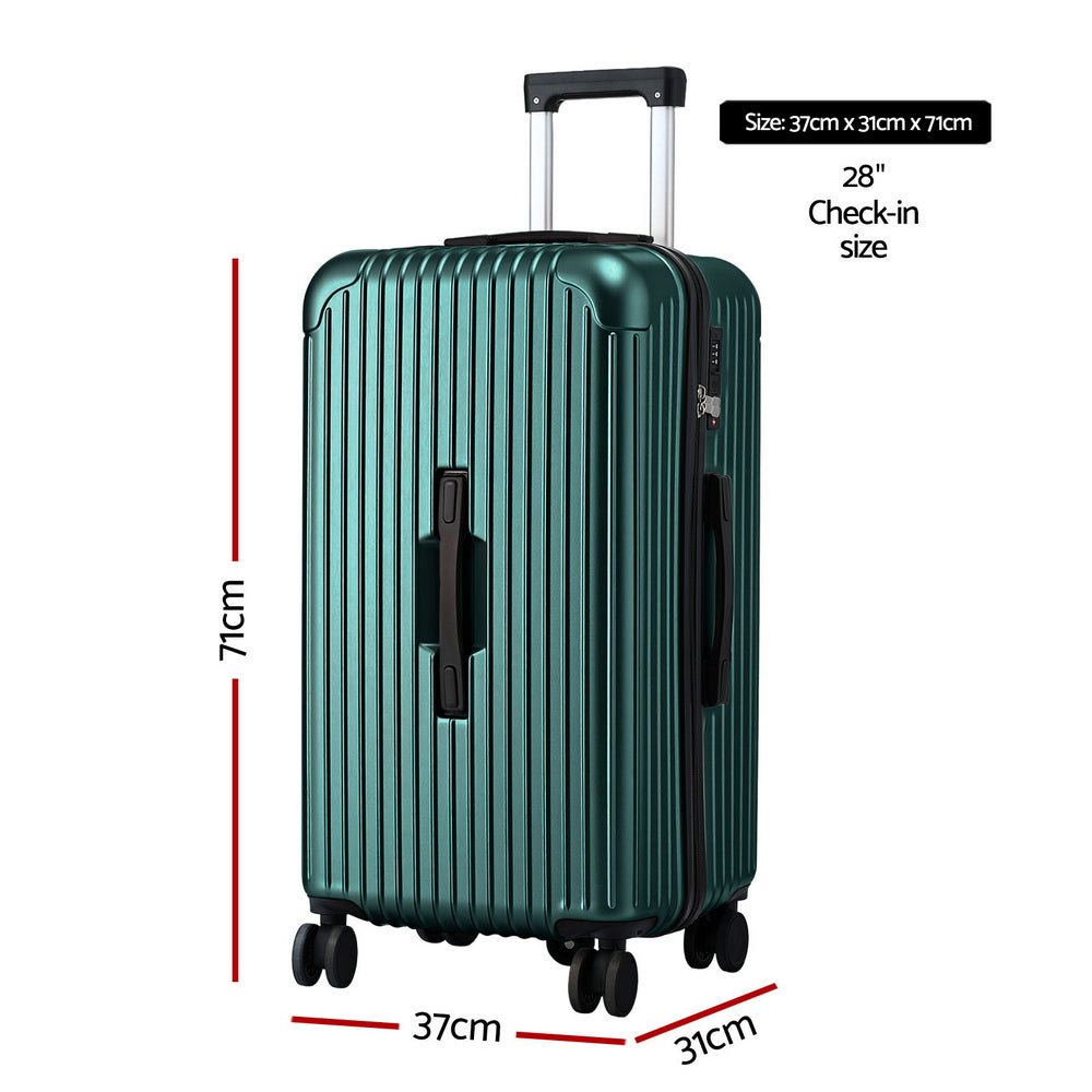 Wanderlite 28" Trunk Luggage Suitcase Travel 5 Wheels Type-C Port TSA Green - YDS.com.au