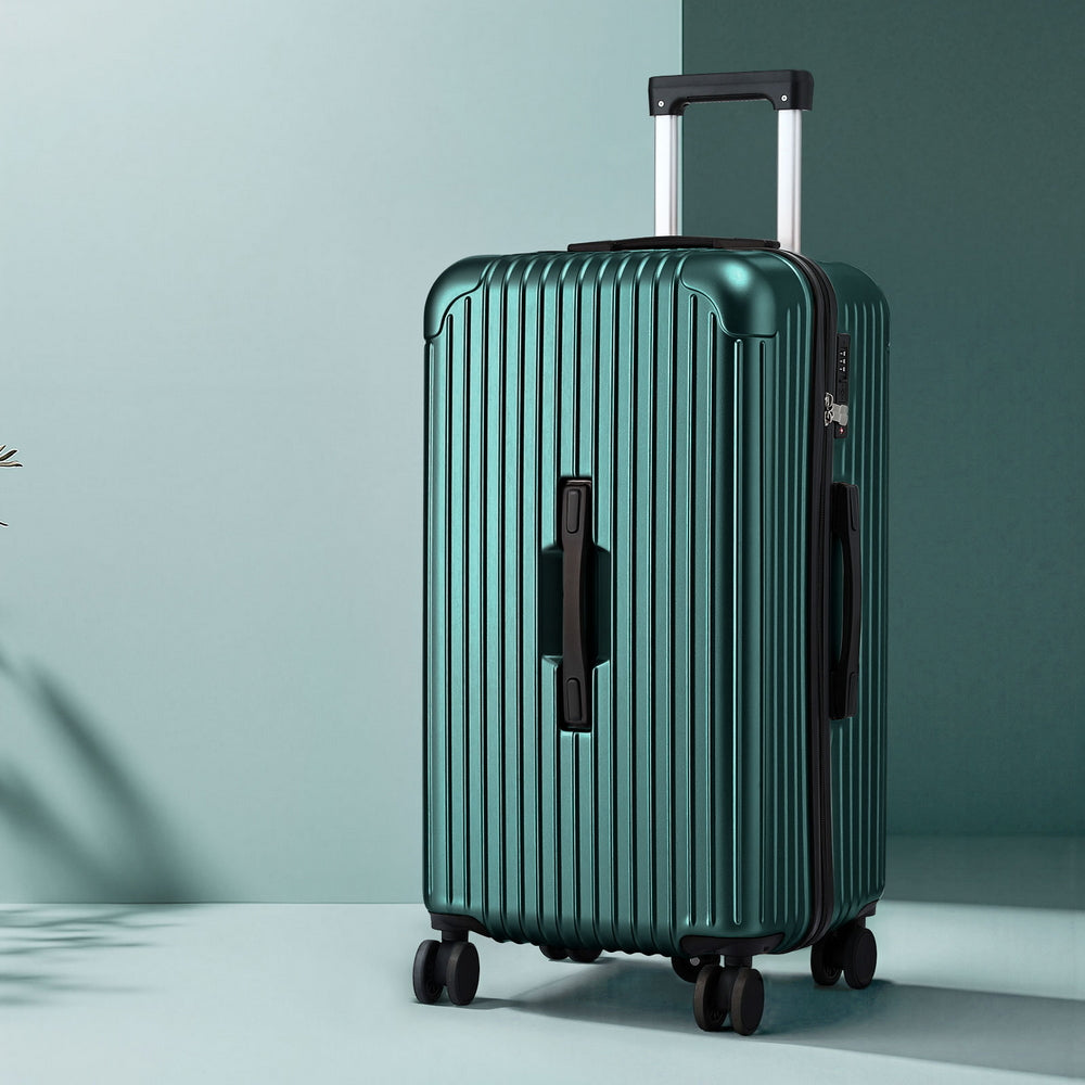 Wanderlite 28" Trunk Luggage Suitcase Travel 5 Wheels Type-C Port TSA Green - YDS.com.au