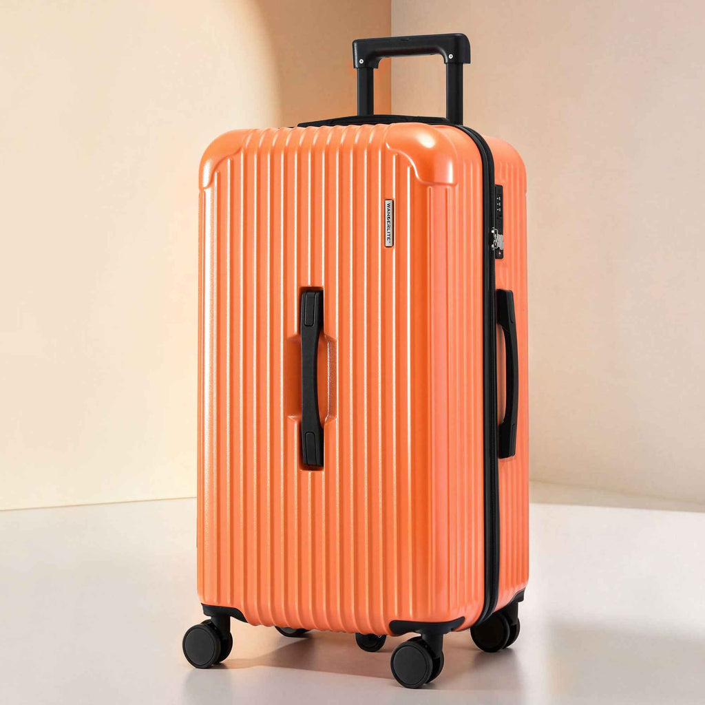 Wanderlite 28" Trunk Luggage Suitcase Travel 5 Wheels Type-C Port TSA Orange