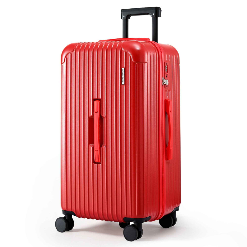 Wanderlite 28" Trunk Luggage Suitcase Travel 5 Wheels Type-C Port TSA Red