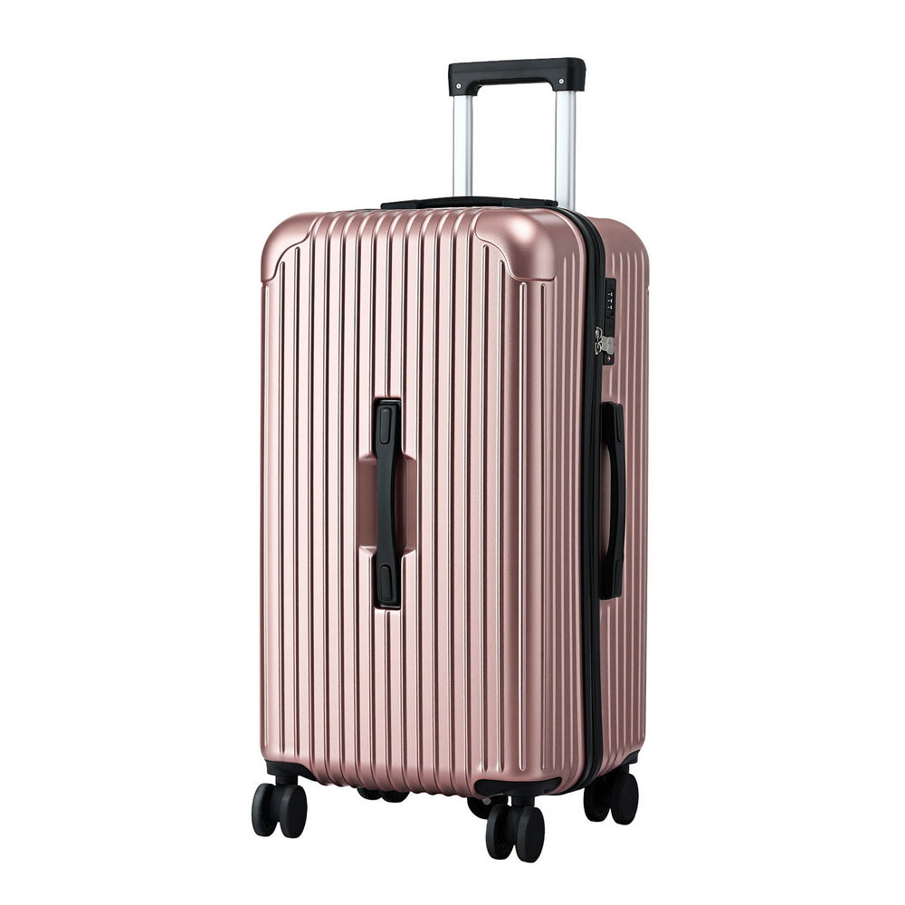 Wanderlite 28" Trunk Luggage Suitcase Travel 5 Wheels Type-C Port TSA Rose Gold - YDS.com.au