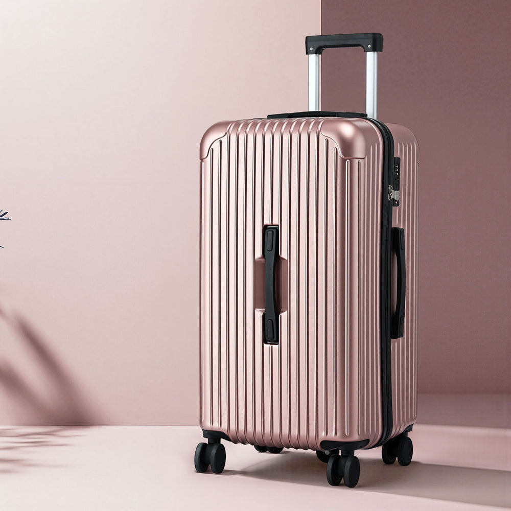 Wanderlite 28" Trunk Luggage Suitcase Travel 5 Wheels Type-C Port TSA Rose Gold - YDS.com.au