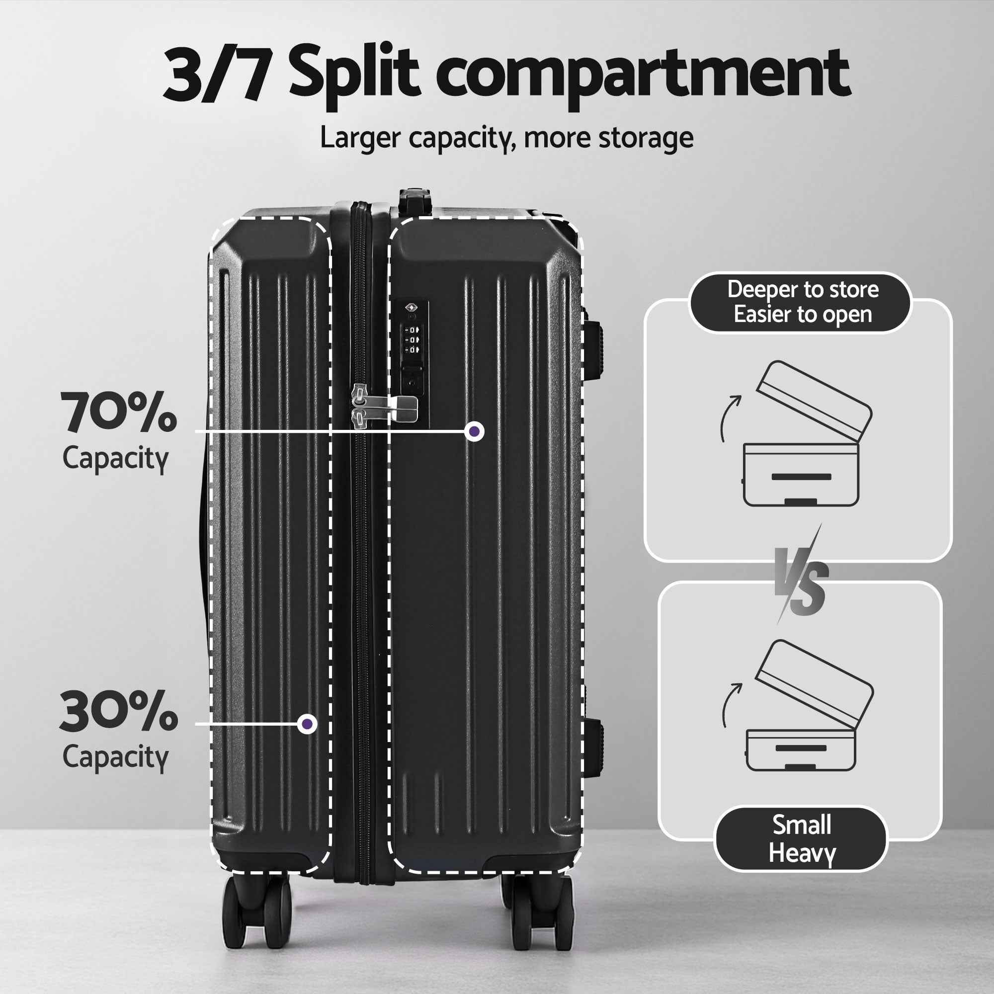 Wanderlite 20" Trunk Luggage Suitcase Travel Carry On TSA Lock Black