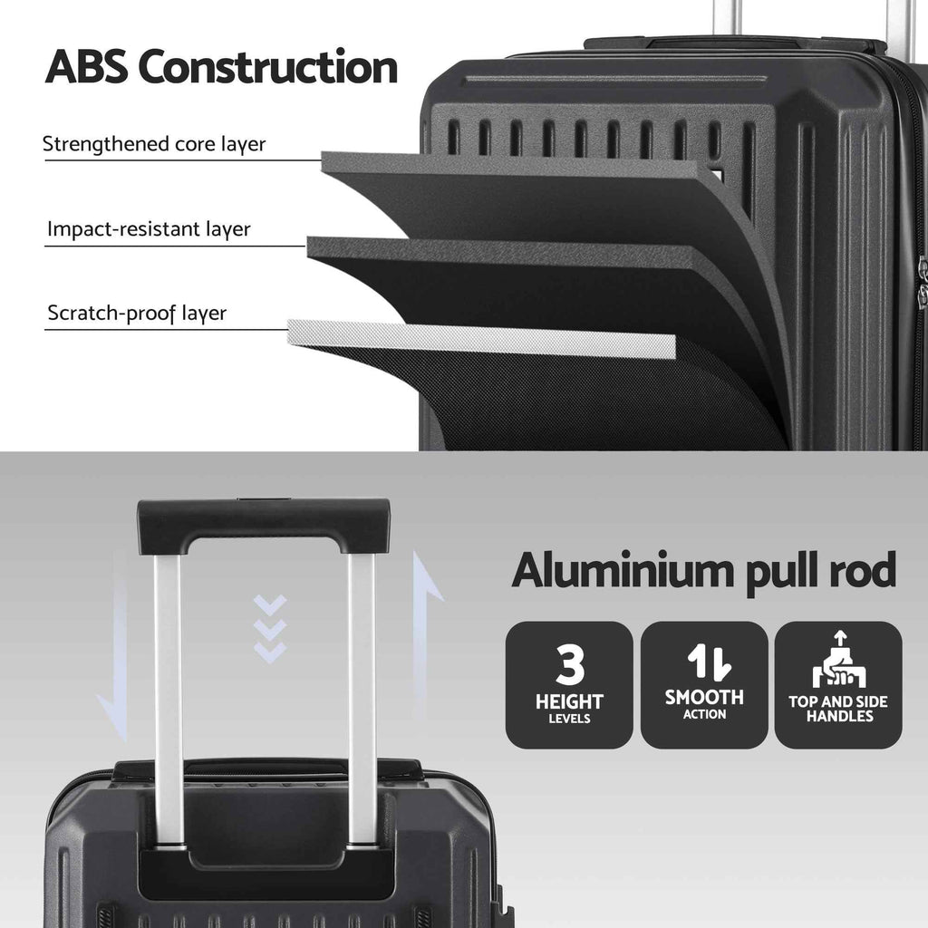 Wanderlite 20" Trunk Luggage Suitcase Travel Carry On TSA Lock Black