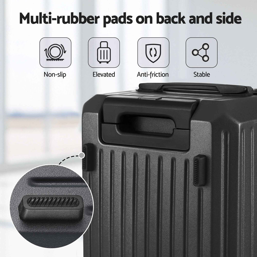 Wanderlite 20" Trunk Luggage Suitcase Travel Carry On TSA Lock Black