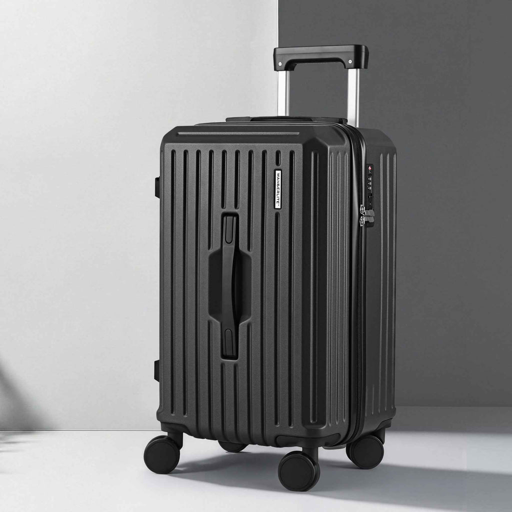 Wanderlite 20" Trunk Luggage Suitcase Travel Carry On TSA Lock Black