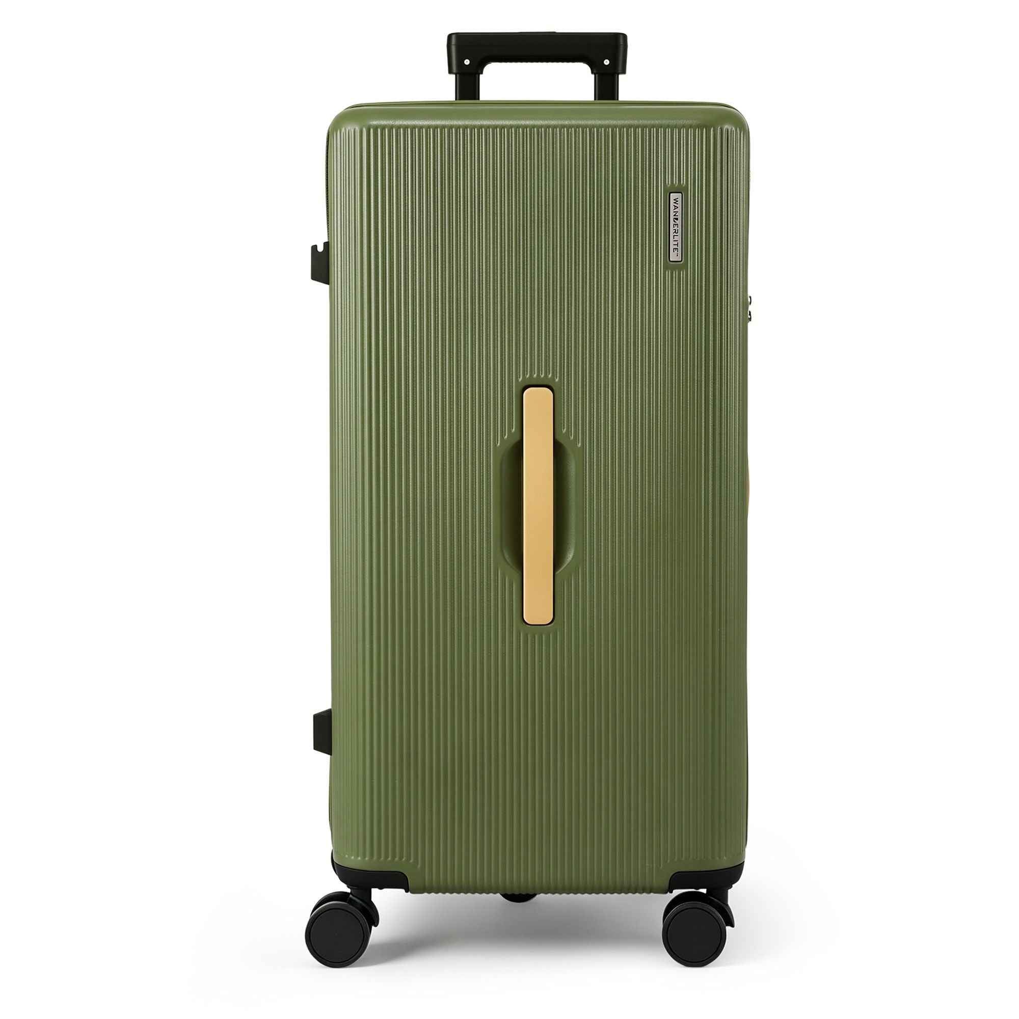 Wanderlite 28" Modern Vertical Trunk Luggage Suitcase Travel 5 Wheels Type-C TSA Olive Green