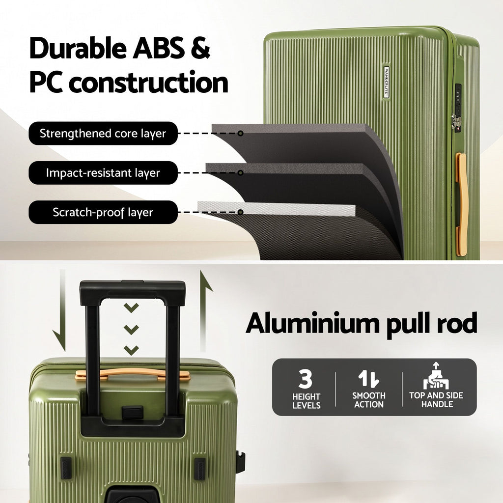 Wanderlite 28" Modern Vertical Trunk Luggage Suitcase Travel 5 Wheels Type-C TSA Olive Green