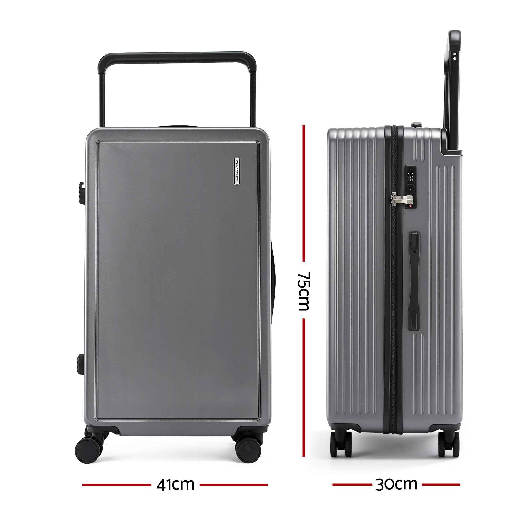 Wanderlite 28" Wide Handle Luggage Suitcase Travel TSA Lock Anthracite Grey