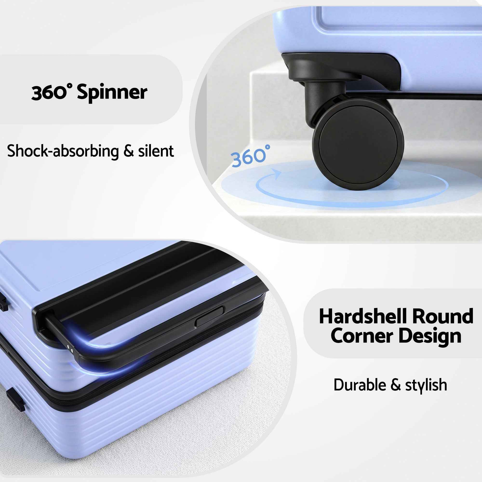 Wanderlite 28" Wide Handle Luggage Suitcase Travel TSA Lock Light Blue