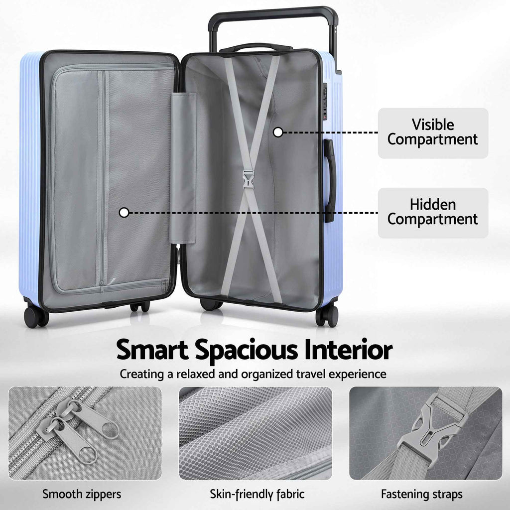 Wanderlite 28" Wide Handle Luggage Suitcase Travel TSA Lock Light Blue