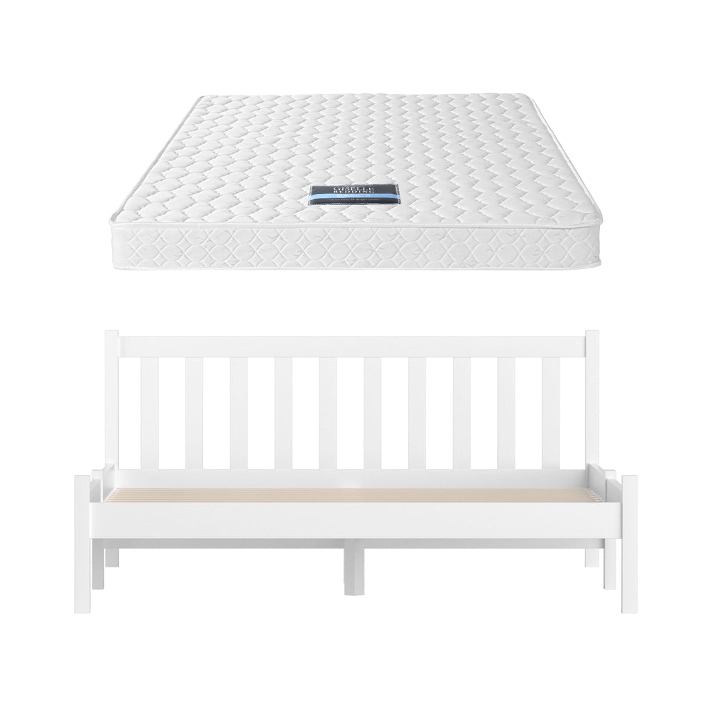Giselle Double Mattress with Artiss Wooden Bed Frame Natural Pine Timber Base