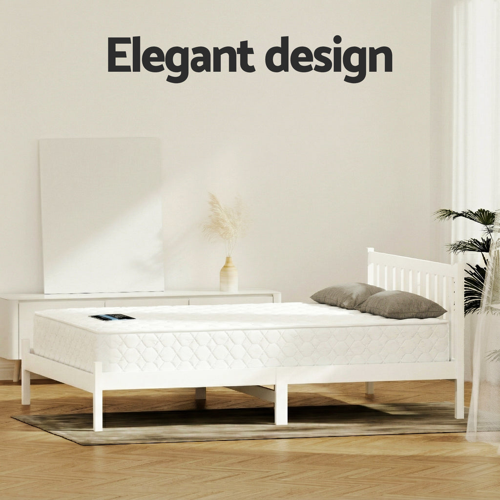 Giselle Double Mattress with Artiss Wooden Bed Frame Natural Pine Timber Base