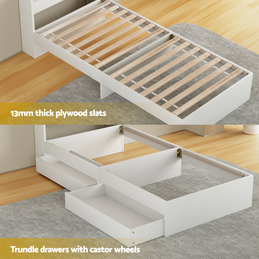 Giselle Single Mattress 5-zone Pocket Spring Mattresses with Artiss Wooden Storage Bed Frame Set