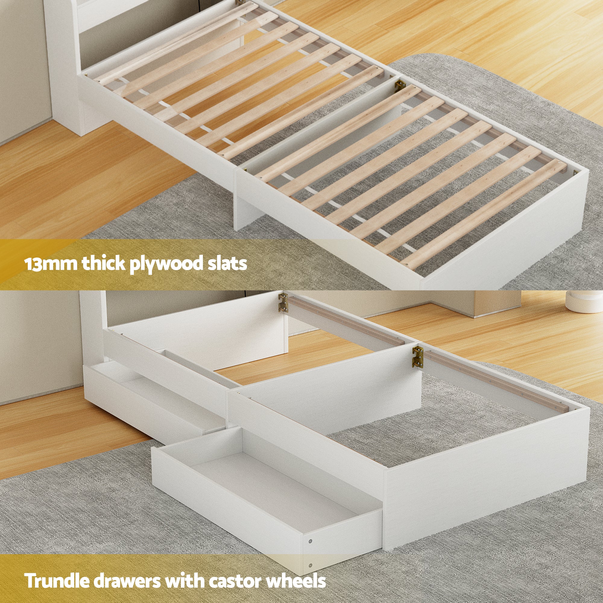 Giselle Single Mattress 5-zone Pocket Spring Mattresses with Artiss Wooden Storage Bed Frame Set