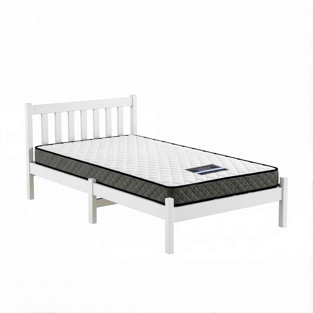 Giselle Single Mattress and Artiss Bed Frame Set White Solid Pine with 16cm Mattress