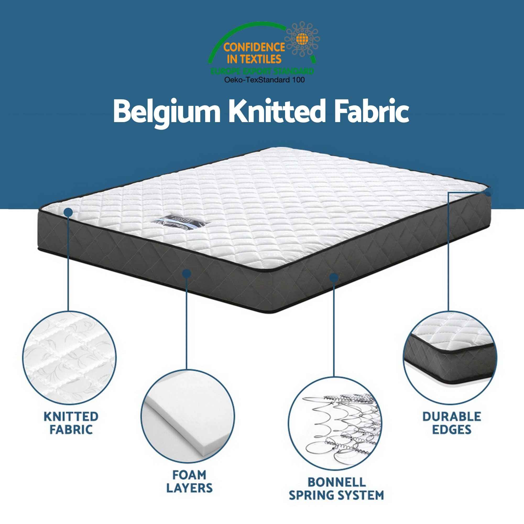 Giselle Single Mattress and Artiss Bed Frame Set White Solid Pine with 16cm Mattress