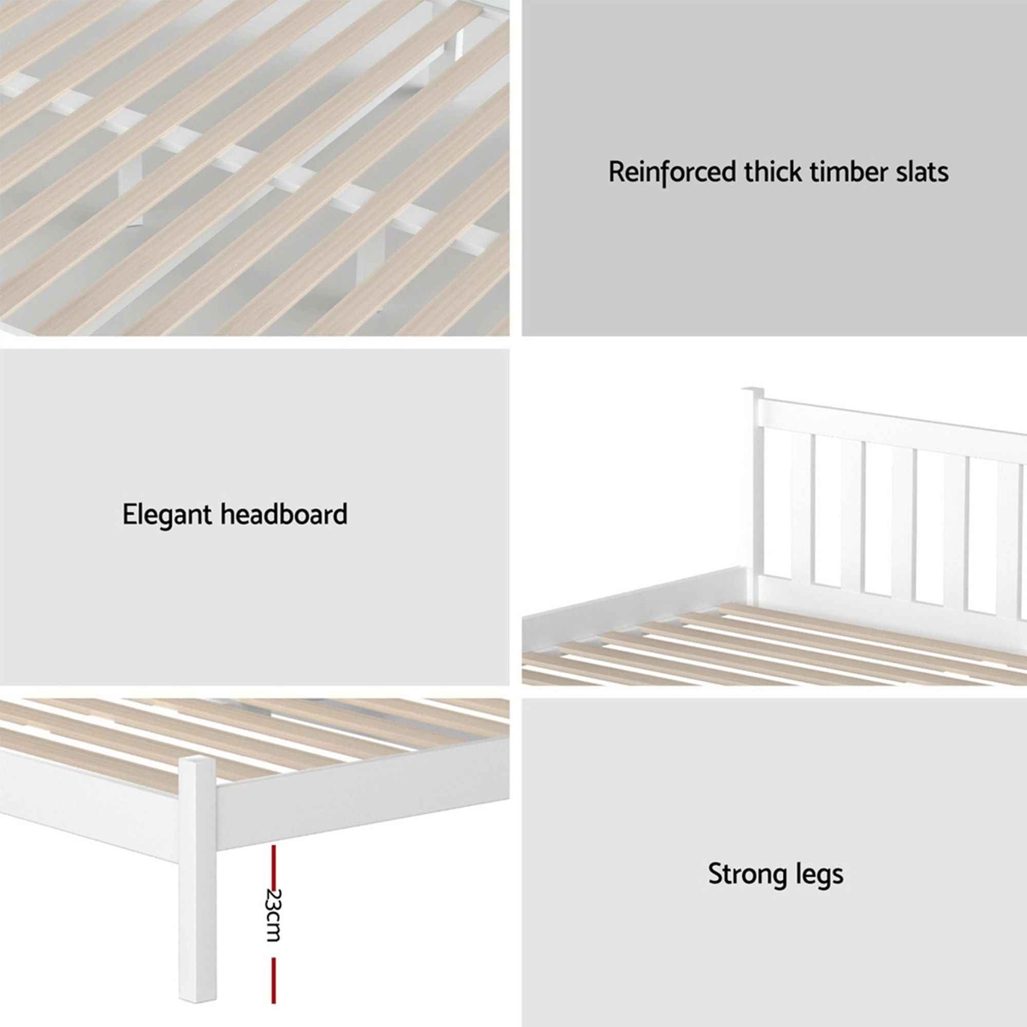 Giselle Single Mattress and Artiss Bed Frame Set White Solid Pine with 16cm Mattress