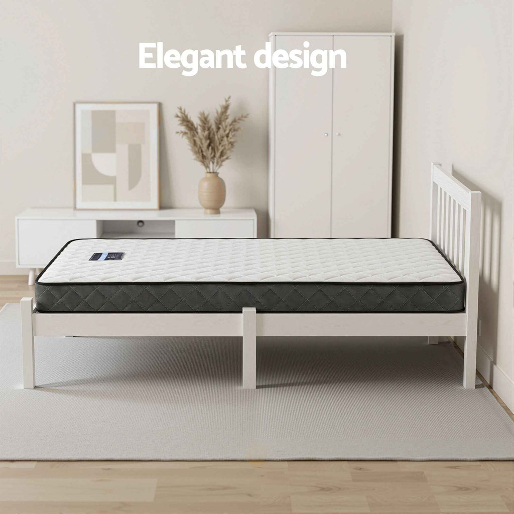 Giselle Single Mattress and Artiss Bed Frame Set White Solid Pine with 16cm Mattress