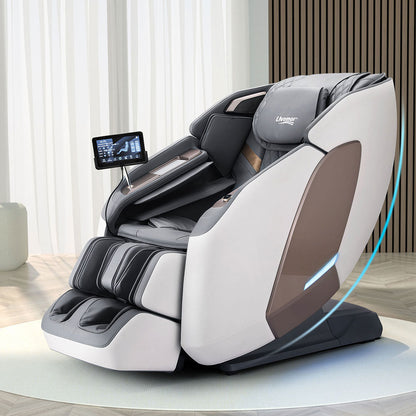 Livemor 4D Massage Chair Electric Recliner Double Core Mechanism Massager Melisa White