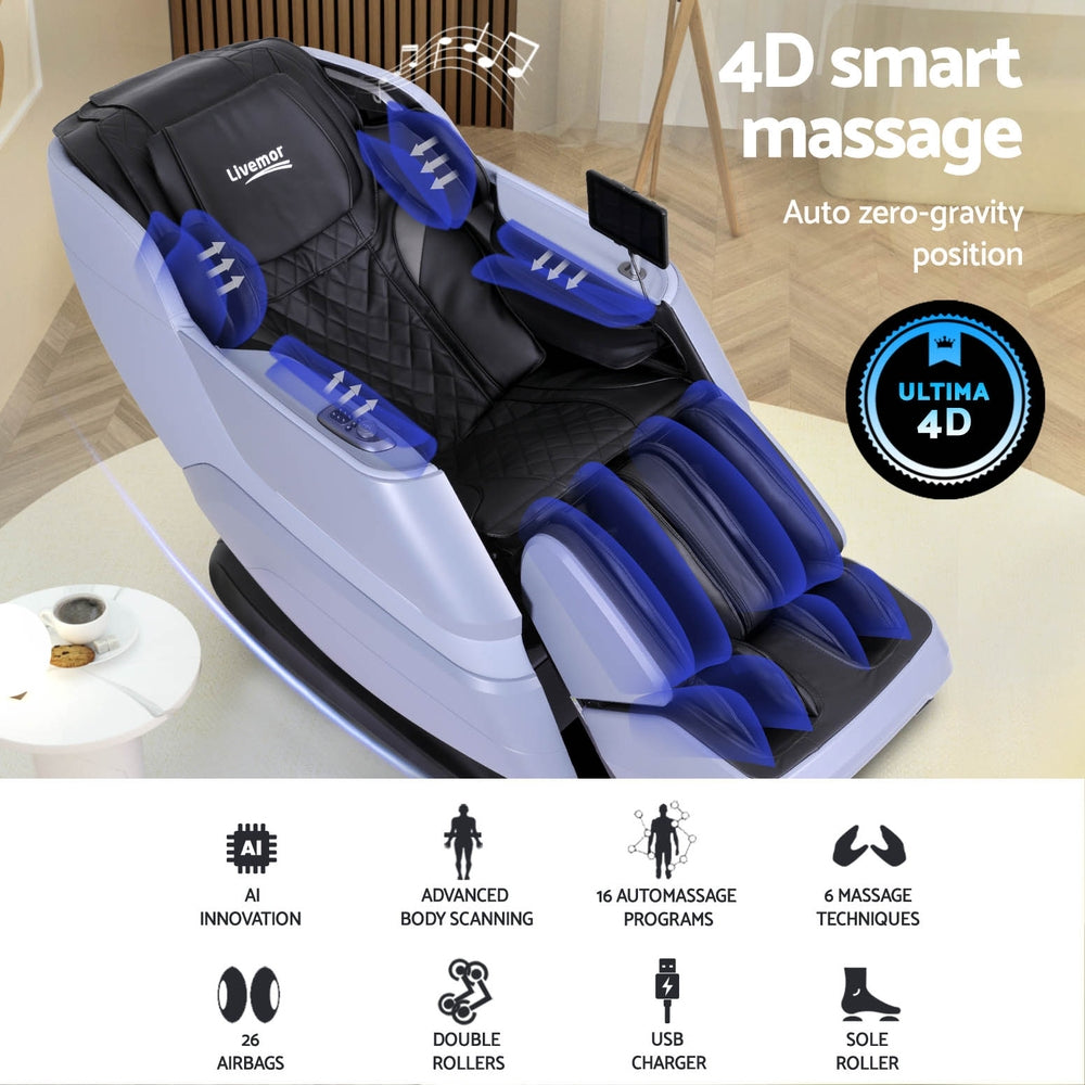 Sillón de masaje reclinable eléctrico Livemor 4D Masajeador doméstico Miraj