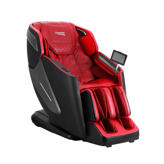 Sillón de masaje reclinable eléctrico Livemor 4D, masajeador para el hogar, color rojo