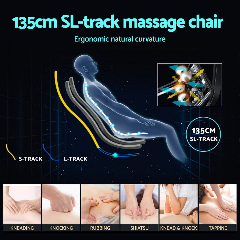 Livemor 4D Massage Chair Electric Recliner Double Core Mechanism Massager ROWA White