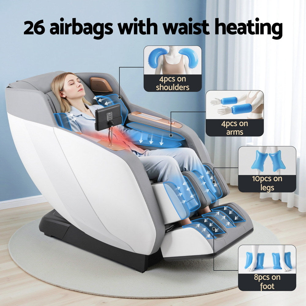 Livemor Massage Chair Electric Recliner Double Core Mechanism Massager ROWA White