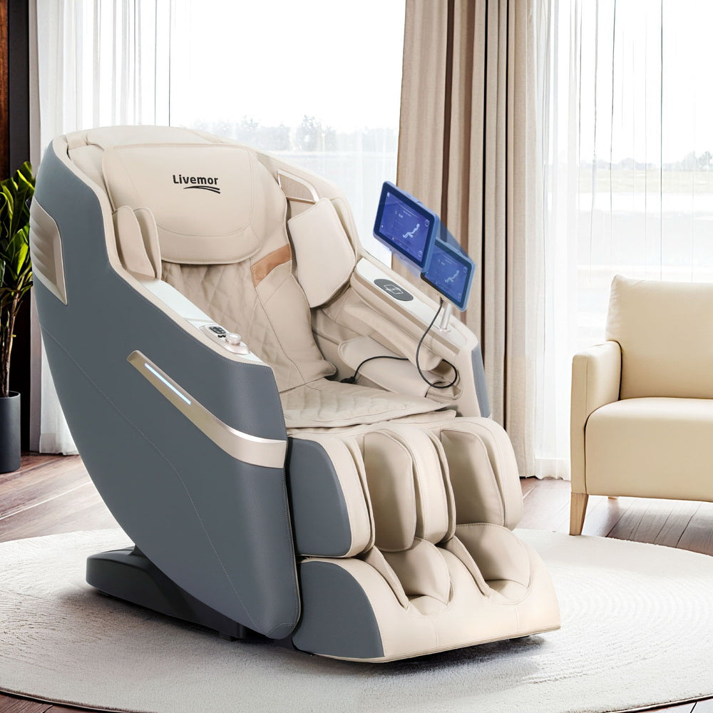 Livemor 4D Massage Chair Electric Recliner Home Massager Gray Sina