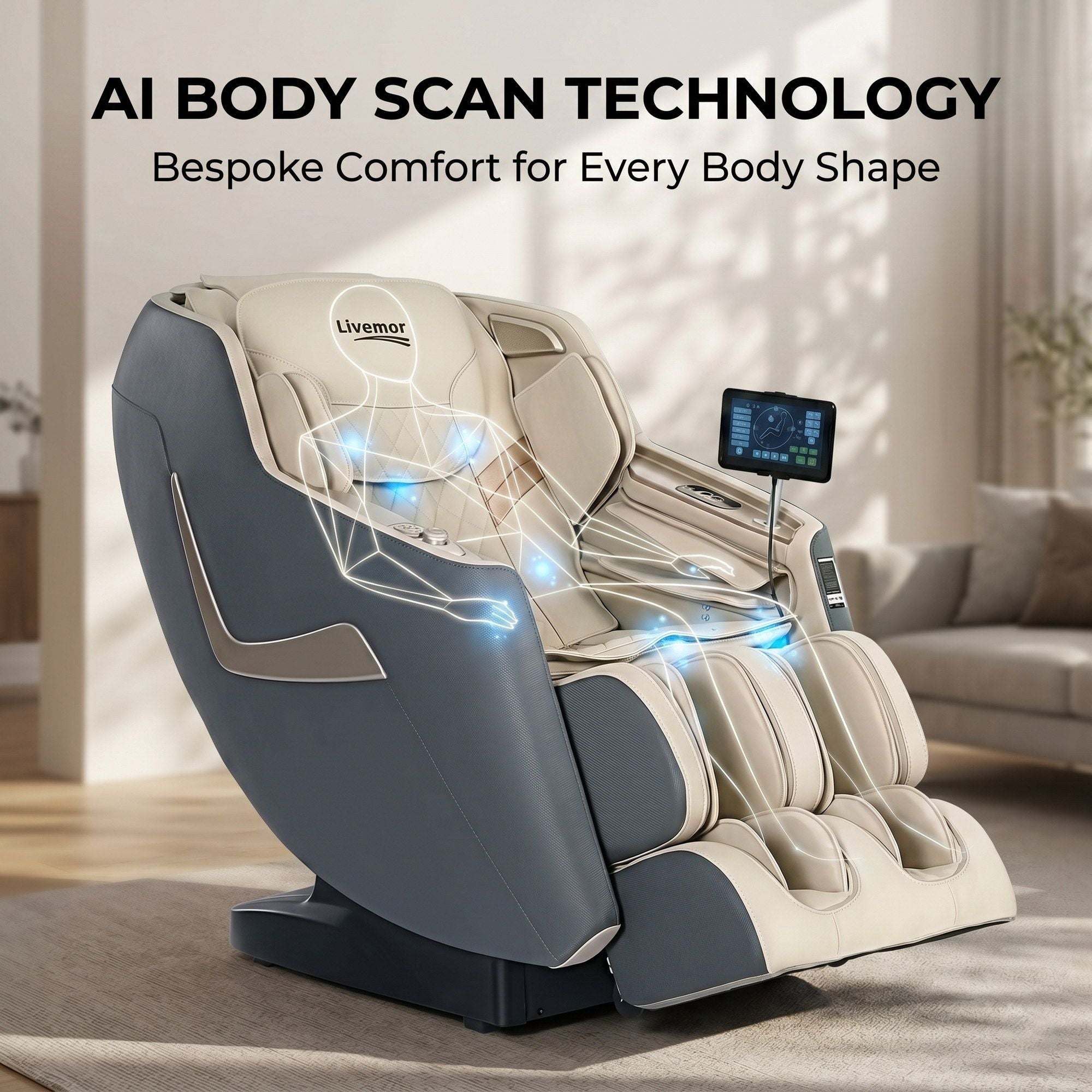 Sillón de masaje reclinable eléctrico Livemor para el hogar, masajeador 3D Opal