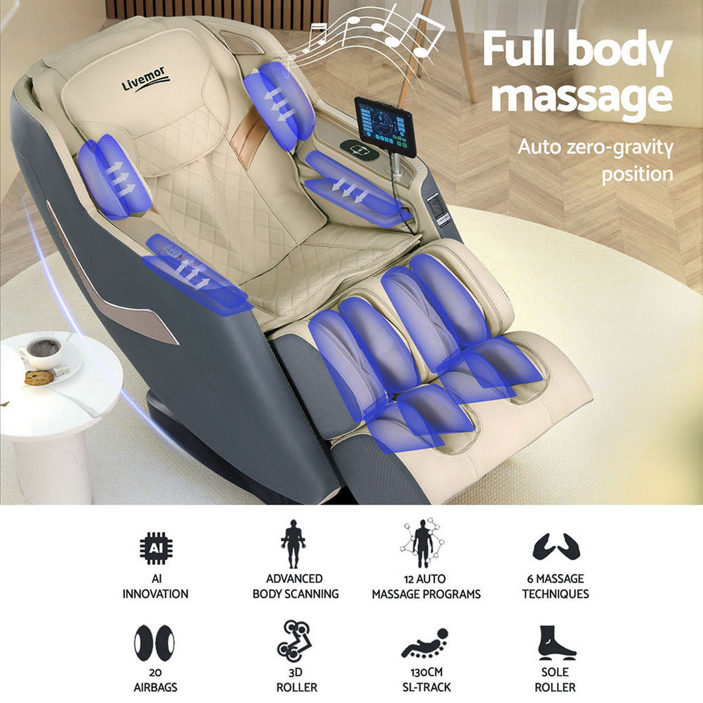 Sillón de masaje reclinable eléctrico Livemor para el hogar, masajeador 3D Opal