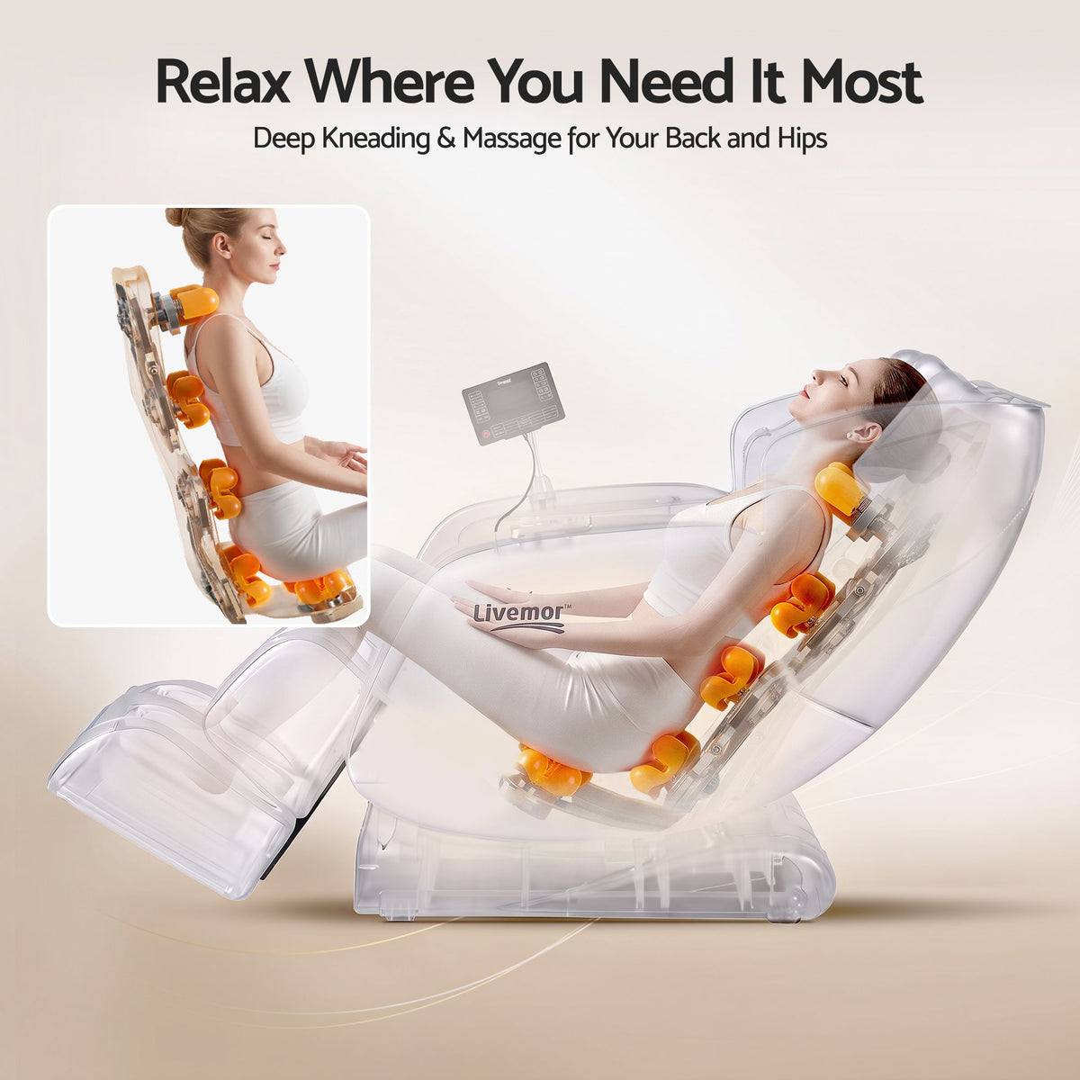 Livemor Beryl Full Body Massage Chair, Airbags Massage, Zero Gravity, with Heat, Electric Recliner