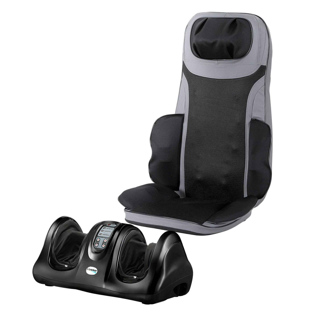 Livemor 8-nodes Full Back Massage Seat Cushion Heating With Foot Massagers
