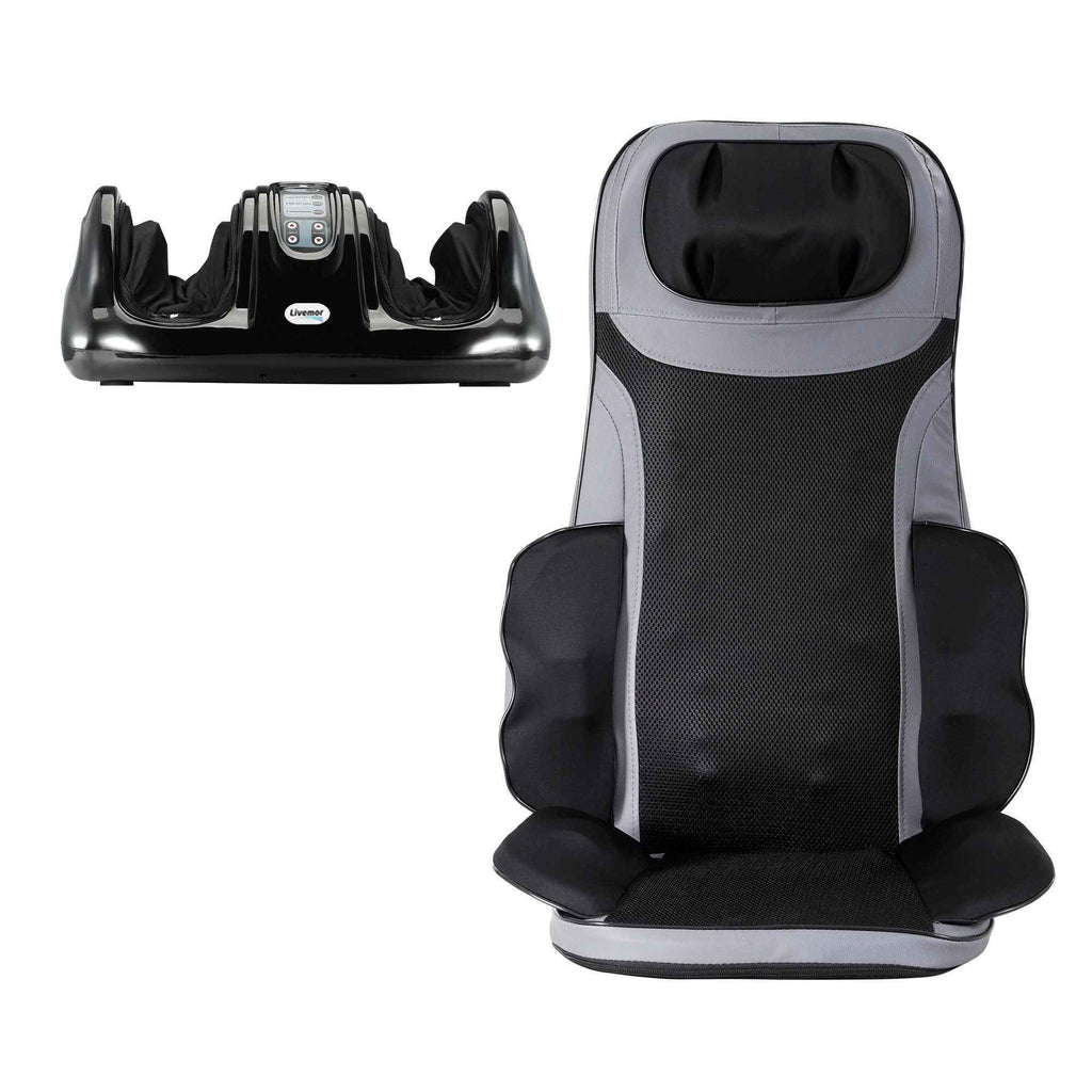 Livemor 8-nodes Full Back Massage Seat Cushion Heating With Foot Massagers