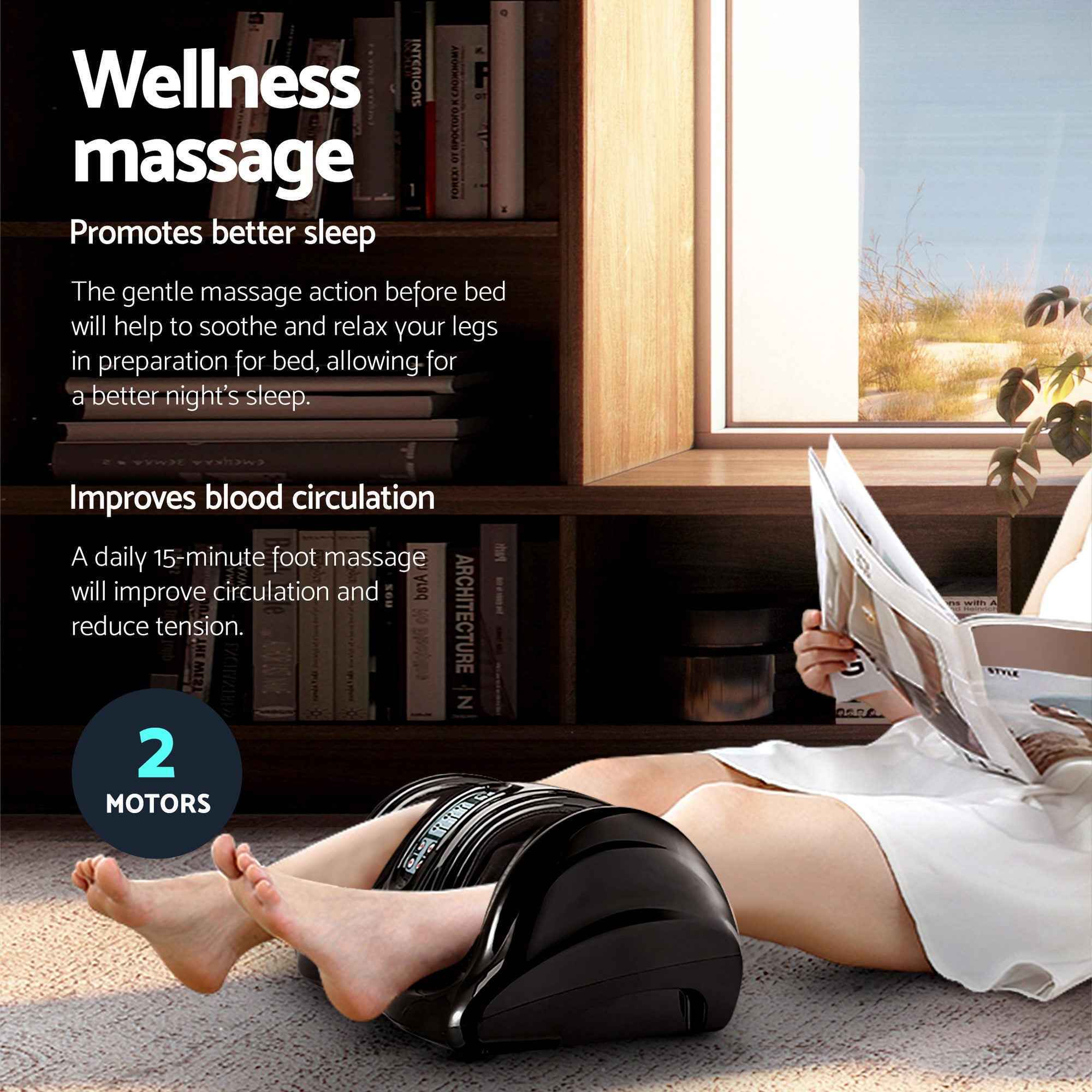 Livemor 8-nodes Full Back Massage Seat Cushion Heating With Foot Massagers