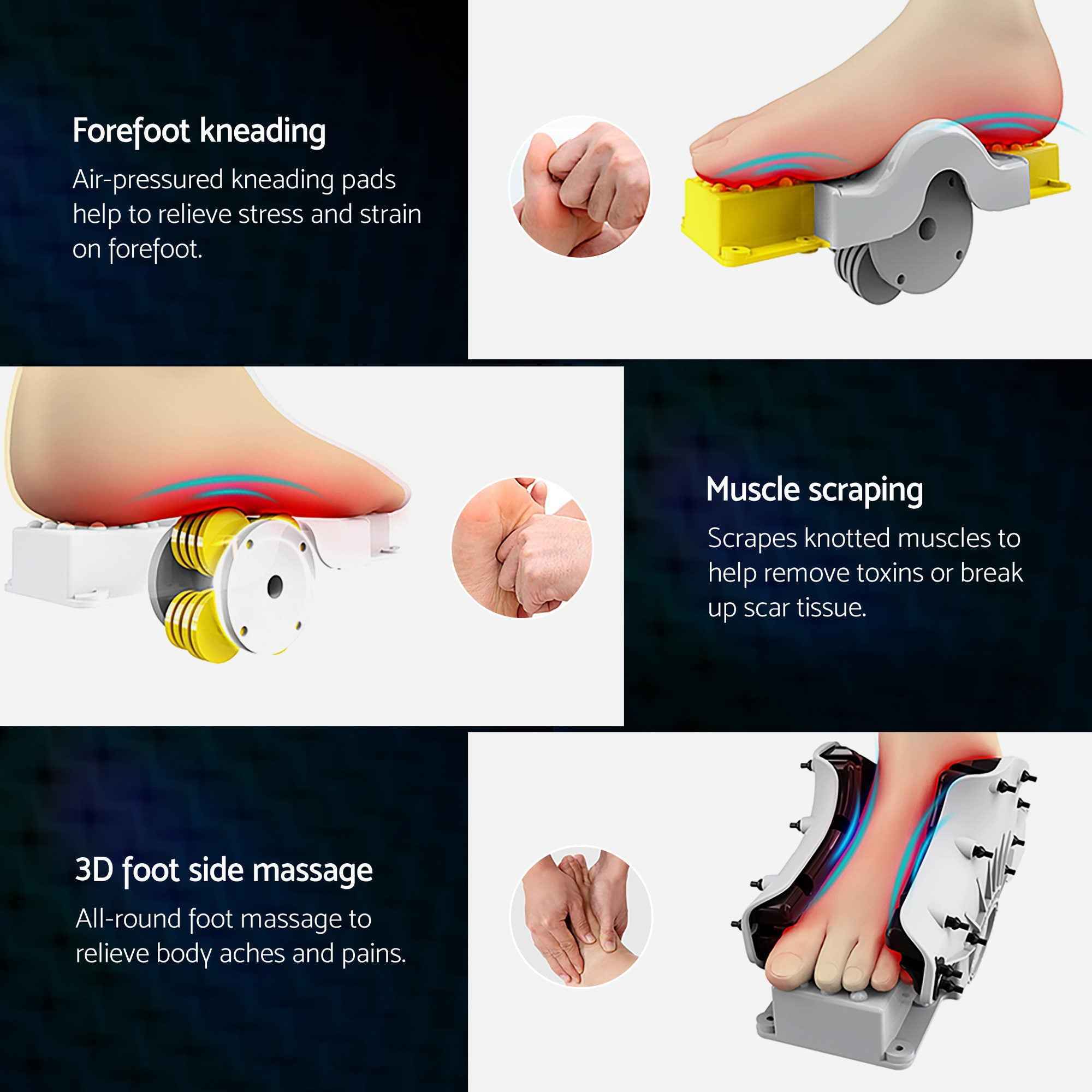 Livemor 8-nodes Full Back Massage Seat Cushion Heating With Foot Massagers