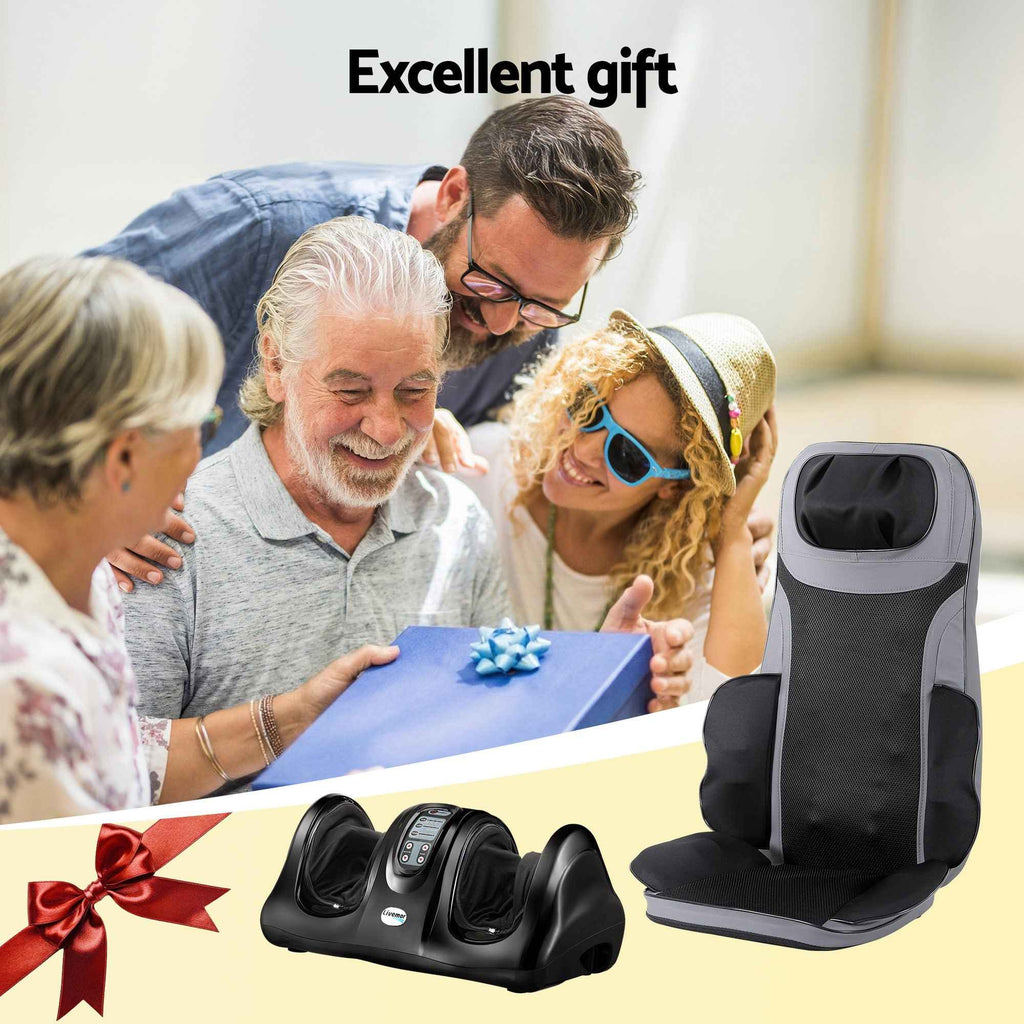 Livemor 8-nodes Full Back Massage Seat Cushion Heating With Foot Massagers