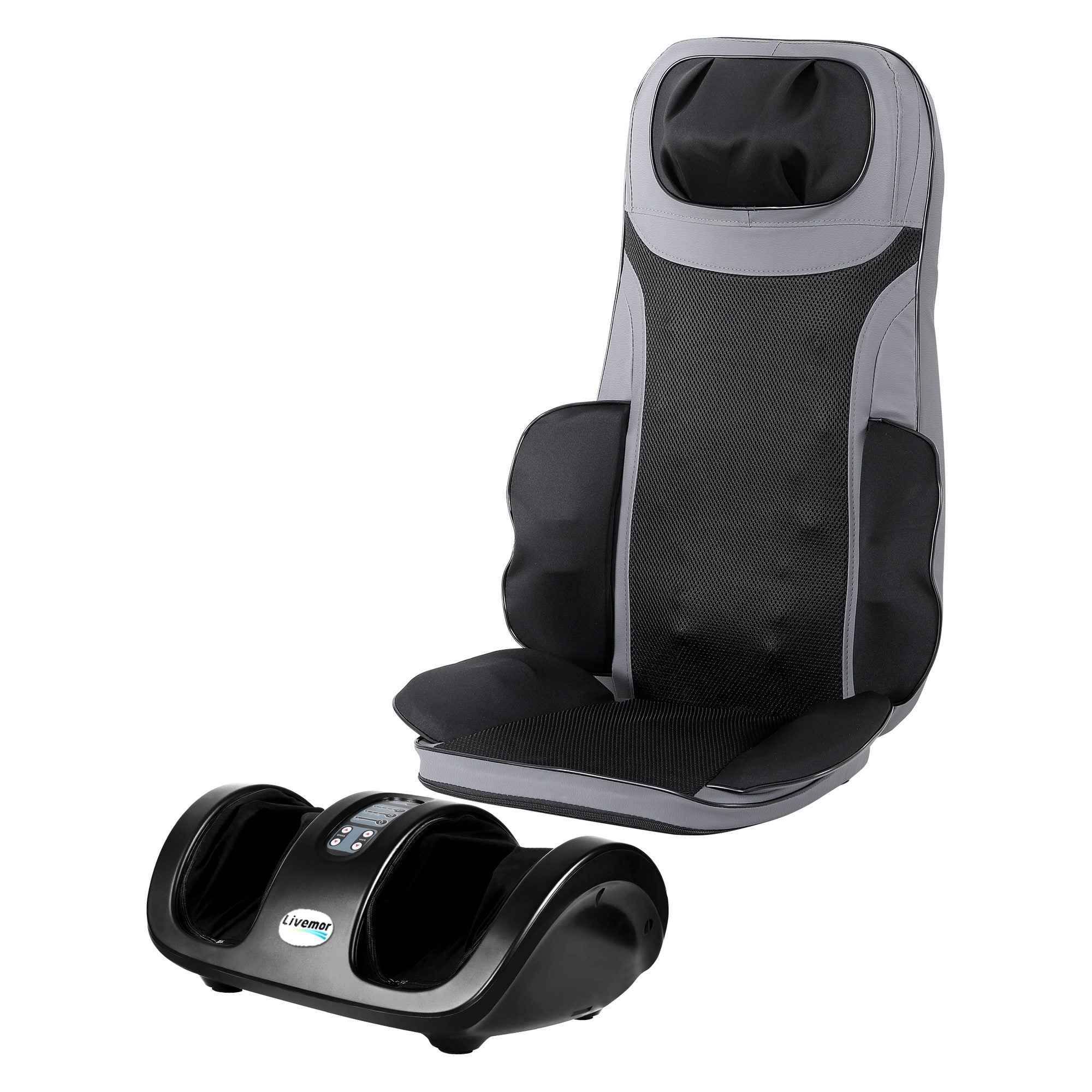 Livemor Full Back Massage Seat Cushion Heating With Kneading Foot Massagers